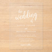 Invitations En Acrylique Élégant Mariage blanc (Recto)