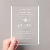Invitations En Acrylique Élégant Mariage blanc cadre classique (In situ (ordinateur de poche))