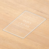 Invitations En Acrylique Élégant Mariage blanc cadre classique (Poser)