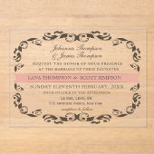 Invitations En Acrylique Élégant Mariage blanc de Filligree à la saveur vic (Recto)