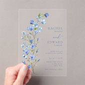 Invitations En Acrylique Elégant Mariage bleu bleu bleu bleu floral (In situ (ordinateur de poche))