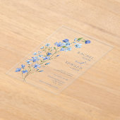 Invitations En Acrylique Elégant Mariage bleu bleu bleu bleu floral (Poser)