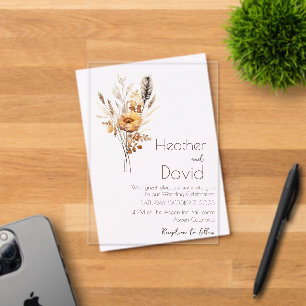 Invitations En Acrylique Élégant mariage bohème de fleurs sauvages d'automn