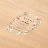 Invitations En Acrylique Élégant Mariage bohémien à fleurs de rose rouge (Poser)