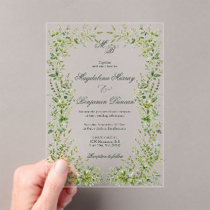 Invitations En Acrylique Élégant Mariage Botanique Jardin Floral Delicat