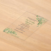 Invitations En Acrylique Élégant mariage botanique vert (Poser)