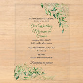 Invitations En Acrylique Élégant mariage botanique vert (Recto)