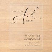 Invitations En Acrylique Élégant Mariage Calligraphie Script (Recto)