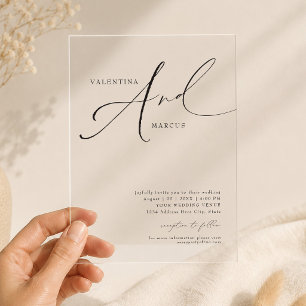 Invitations En Acrylique Élégant Mariage Calligraphie Script