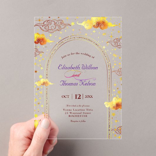 Invitations En Acrylique Élégant mariage céleste mystique (In situ (ordinateur de poche))