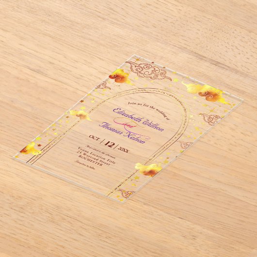 Invitations En Acrylique Élégant mariage céleste mystique (Poser)
