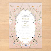 Invitations En Acrylique Élégant Mariage Champêtre à l'aquarelle délicate (Recto)