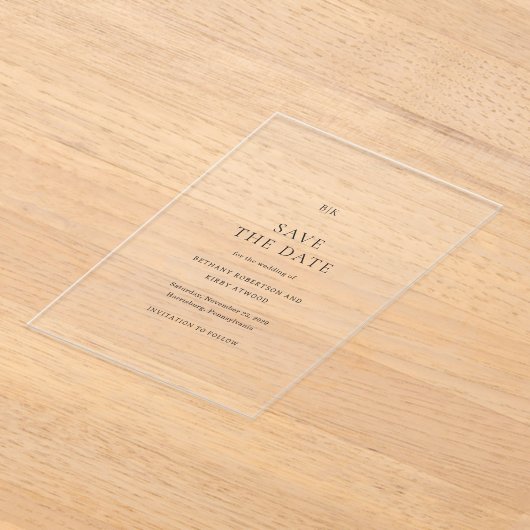 Invitations En Acrylique Élégant mariage classique Enregistrer la date (Poser)