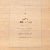 Invitations En Acrylique Élégant mariage classique Enregistrer la date (Recto)