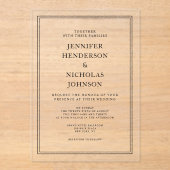 Invitations En Acrylique Élégant Mariage Classique Noir Et Blanc (Recto)