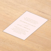 Invitations En Acrylique Élégant Mariage classique rose et or (Poser)