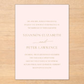 Invitations En Acrylique Élégant Mariage classique rose et or (Recto)