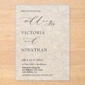 Invitations En Acrylique Élégant Mariage classique simple (Recto)