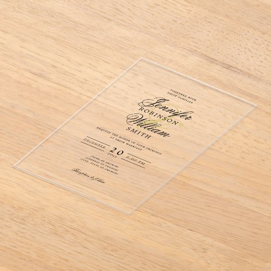Invitations En Acrylique Elégant Mariage Classy Script Typographie Or (Poser)