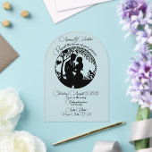 Invitations En Acrylique Elégant Mariage Couple Silhouette encadrée Noir (Insitu (Mariage))