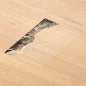 Invitations En Acrylique Élégant Mariage d'agate d'or noir (Poser)