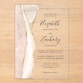 Invitations En Acrylique Élégant Mariage d'âge or ivoire (Recto)