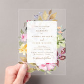 Invitations En Acrylique Elégant Mariage d'aquarelle de printemps (In situ (ordinateur de poche))