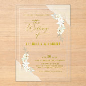 Invitations En Acrylique Élégant Mariage d'aquarelle florale transparent (Recto)