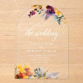Invitations En Acrylique Élégant Mariage de automne floral (Recto)