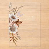 Invitations En Acrylique Élégant Mariage de automne floral en terre cuite m (Recto)