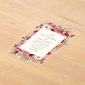 Invitations En Acrylique Élégant Mariage de automne rouge rustique (Poser)