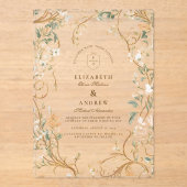 Invitations En Acrylique Élégant Mariage de cadre botanique d'automne (Recto)