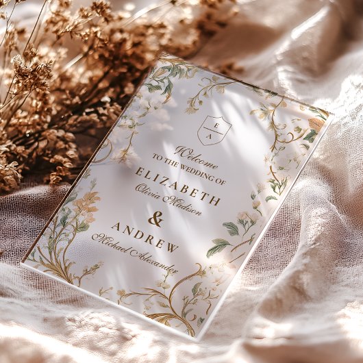 Invitations En Acrylique Élégant Mariage de cadre botanique d'automne