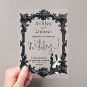 Invitations En Acrylique Élégant Mariage De Cadre Noir Et Blanc Romantique (In situ (ordinateur de poche))