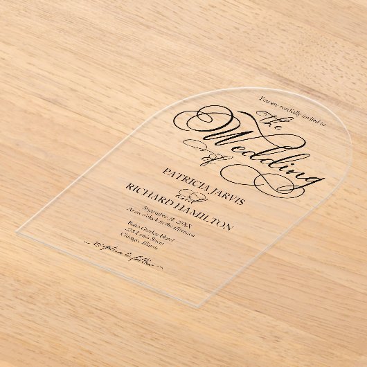 Invitations En Acrylique Élégant Mariage de calligraphie (Poser)