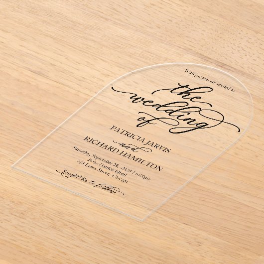 Invitations En Acrylique Élégant Mariage de calligraphie (Poser)