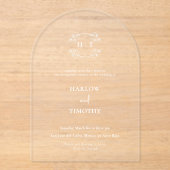 Invitations En Acrylique Élégant Mariage de calligraphie de monogramme blan (Recto)