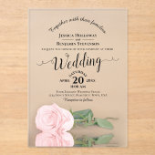 Invitations En Acrylique Élégant Mariage de calligraphie rose rose rose (Recto)