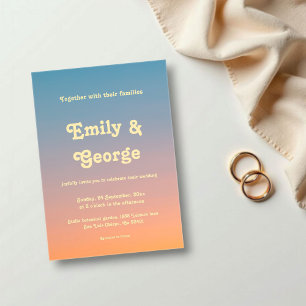 Invitations En Acrylique Élégant Mariage de coucher de soleil chic bleu ora