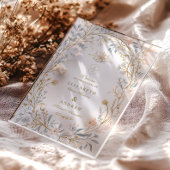 Invitations En Acrylique Élégant Mariage de crête florale neutre