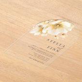 Invitations En Acrylique Élégant Mariage de fleurs blanches (Poser)