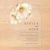 Invitations En Acrylique Élégant Mariage de fleurs blanches (Recto)