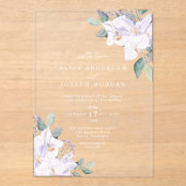 Invitations En Acrylique Elégant Mariage de fleurs de printemps d'aquarelle (Recto)