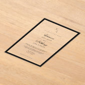 Invitations En Acrylique Élégant Mariage de frontière noir classique (Poser)