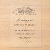 Invitations En Acrylique Élégant Mariage de grange rustique (Recto)