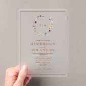 Invitations En Acrylique Élégant Mariage de monogramme de crête florale ora (In situ (ordinateur de poche))