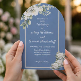 Invitations En Acrylique Elégant Mariage de Roses Bleues Dusty