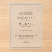 Invitations En Acrylique Élégant Mariage de script classique violet (Recto)