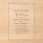 Invitations En Acrylique Élégant Mariage de script de calligraphie (Recto)