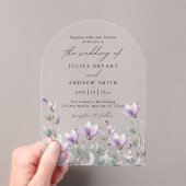 Invitations En Acrylique Élégant mariage de script floral aquarelle (In situ (ordinateur de poche))